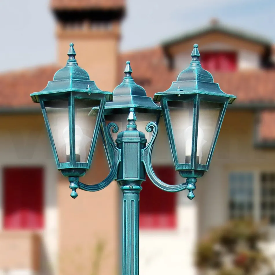 Lámpara de jardín de 211 cm de altura en cristal y 5 acabados en aluminio - Pinako viadurini