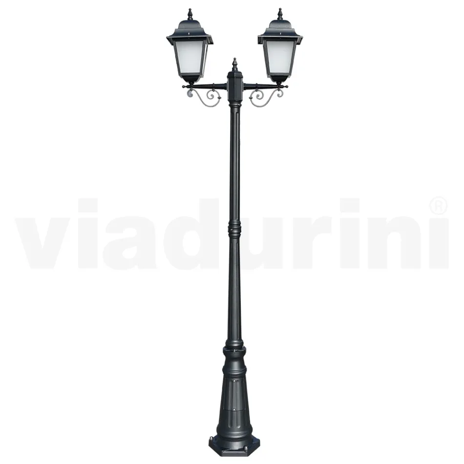 Farola de 219 cm de altura en vidrio antracita y aluminio Made in Italy - Scintilla viadurini