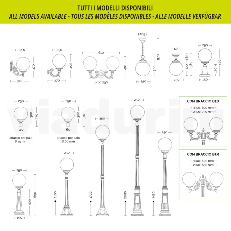 Farola de 242 cm de altura en acrílico negro y aluminio fabricada en Italia - Trovanero viadurini