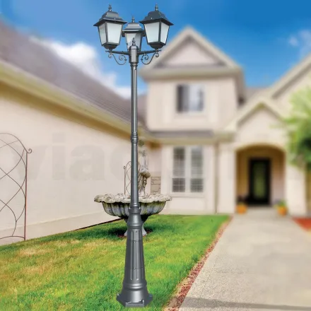 Farola de 249 cm de altura en vidrio antracita y aluminio Made in Italy - Scintilla viadurini