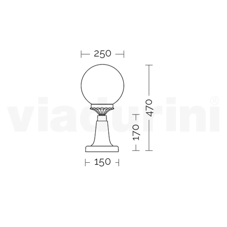 Farola de 47 cm de altura en acrílico negro y aluminio fabricada en Italia - Trovanero viadurini