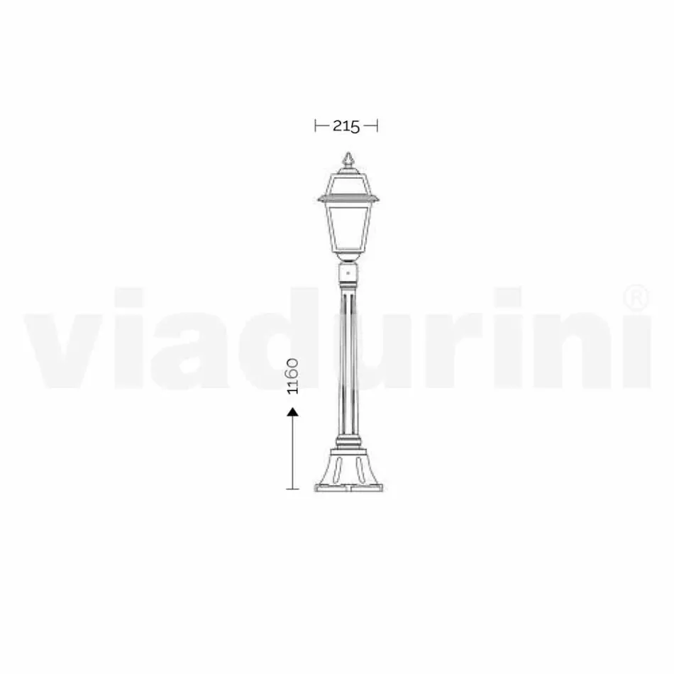 Farola baja para exterior en aluminio producido en Italia, Kristel viadurini