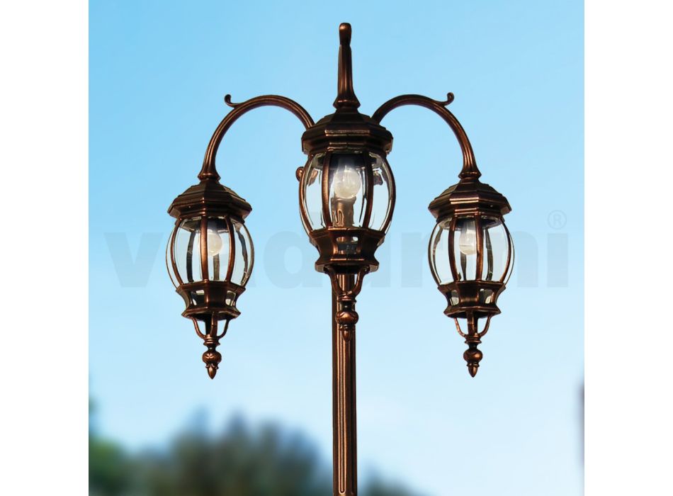 Lámpara de exterior 3 luces en aluminio estilo vintage Made in Italy - Leona viadurini