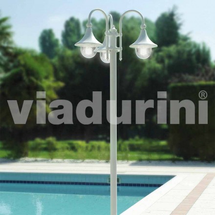 Lámpara de exterior con tres luces en aluminio blanco fabricada en Italia, Anusca. viadurini