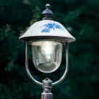 Farola de Exterior en Aluminio Pintado a Mano con Decoración de Flores - Bari viadurini