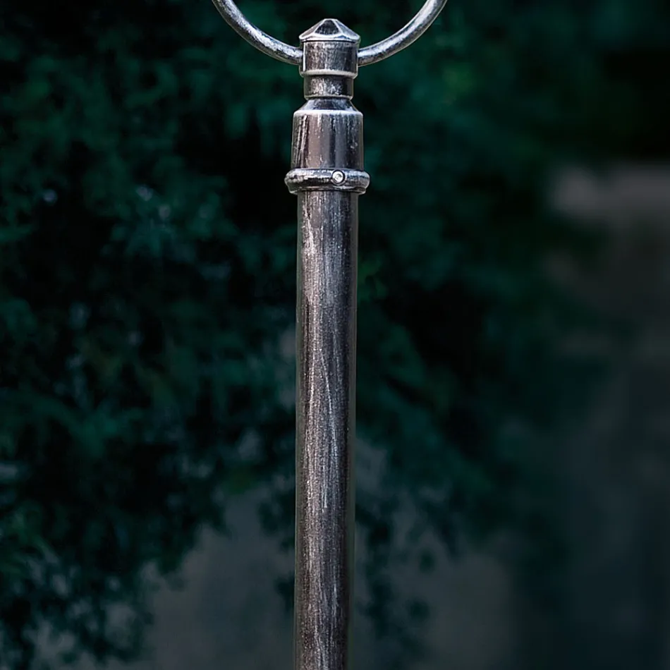 Farola de Exterior en Aluminio Pintado a Mano con Decoración de Flores - Bari viadurini