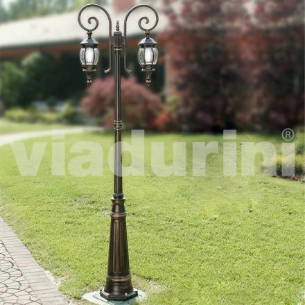 Farola de jardín de 2 luces de aluminio inyectado fabricada en Italia, Anika viadurini