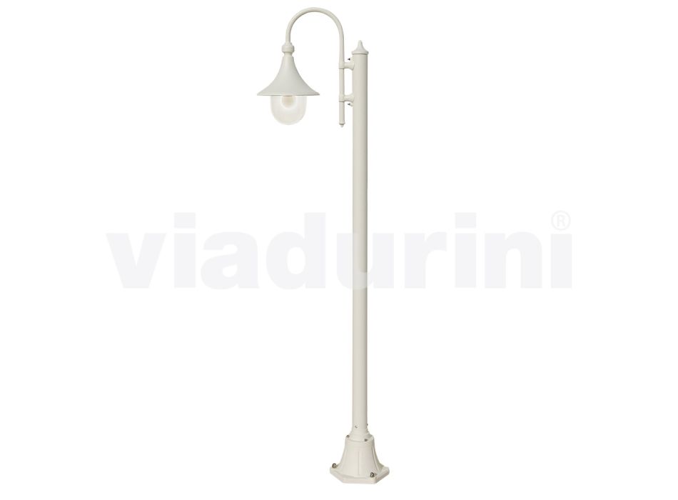 Lámpara de jardín de aluminio blanco de 1 luz producida en Italia, Anusca viadurini