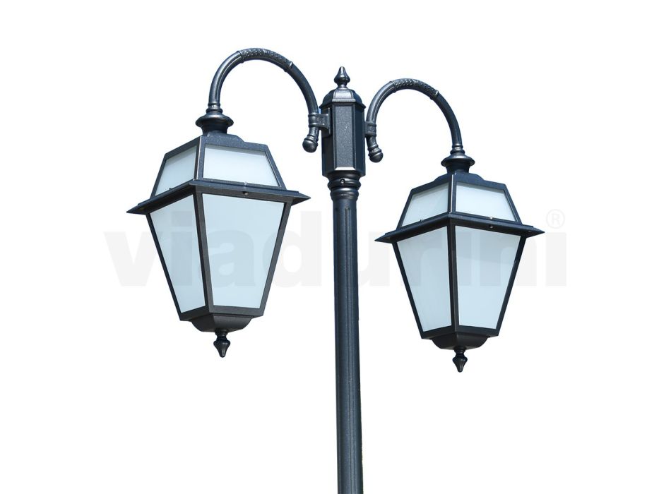 Lámpara de jardín con 2 luces en aluminio y vidrio Made in Italy - Vivian viadurini