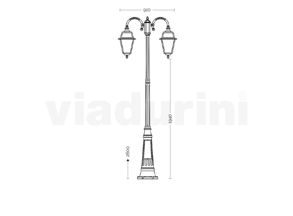 Lámpara de jardín con 2 luces en aluminio y vidrio Made in Italy - Vivian viadurini