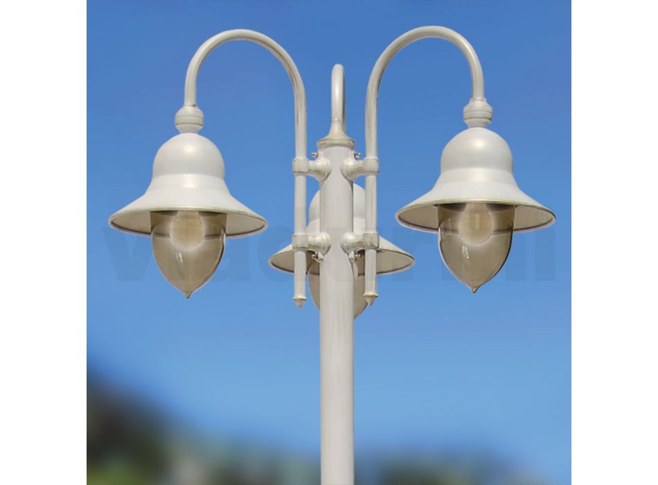 Lámpara de jardín con 3 luces en aluminio Made in Italy - Cassandra viadurini