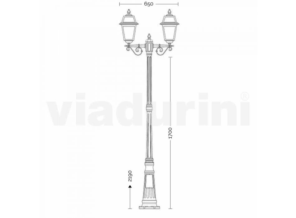 Lámpara de exterior con dos luces en aluminio fabricada en Italia, Kristel. viadurini