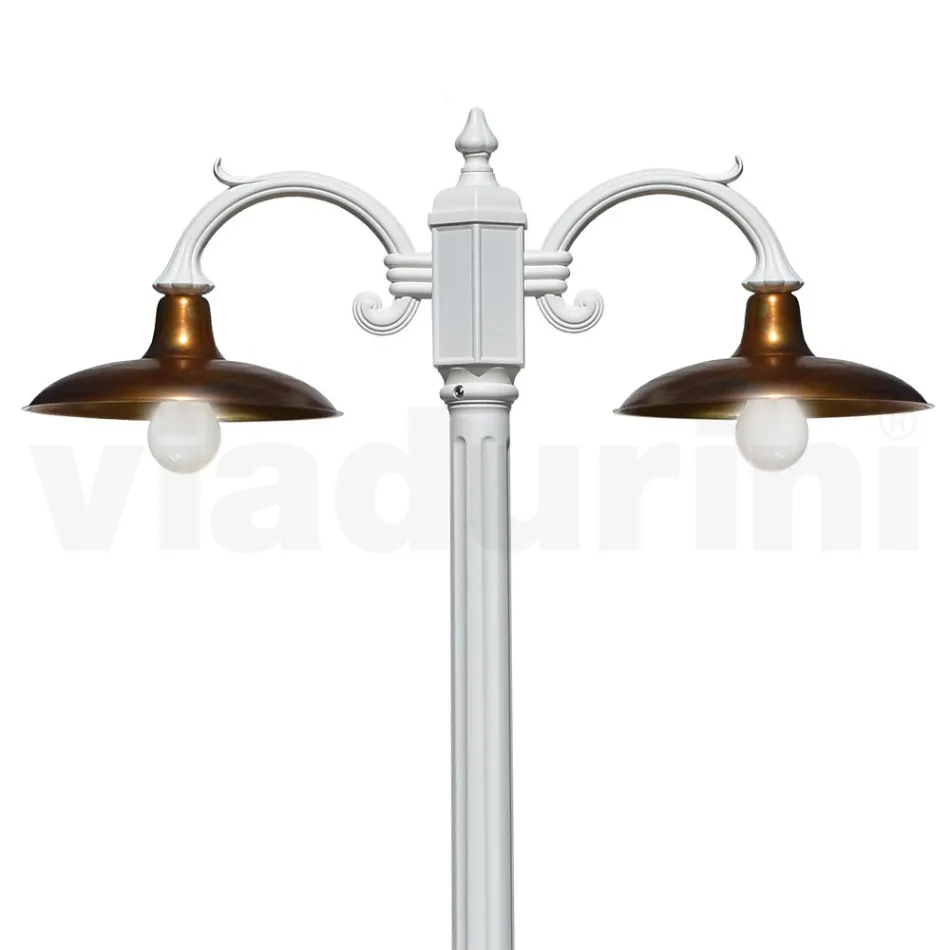 Farola Estilo Vintage 2 Luces en Aluminio y Latón Made in Italy - Adela viadurini
