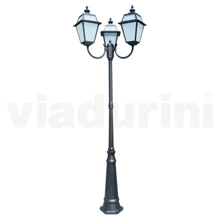 Farola vintage con 3 luces en aluminio y vidrio Made in Italy - Vivian viadurini