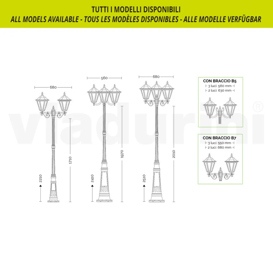 Farol de pared para jardín en aluminio fundido a presión Made in Italy - Pinako viadurini