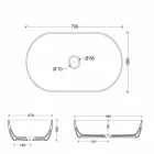 Lavabo de cerámica de la encimera de los 70x35cm hecho en la estrella de Italia, diseño moderno viadurini
