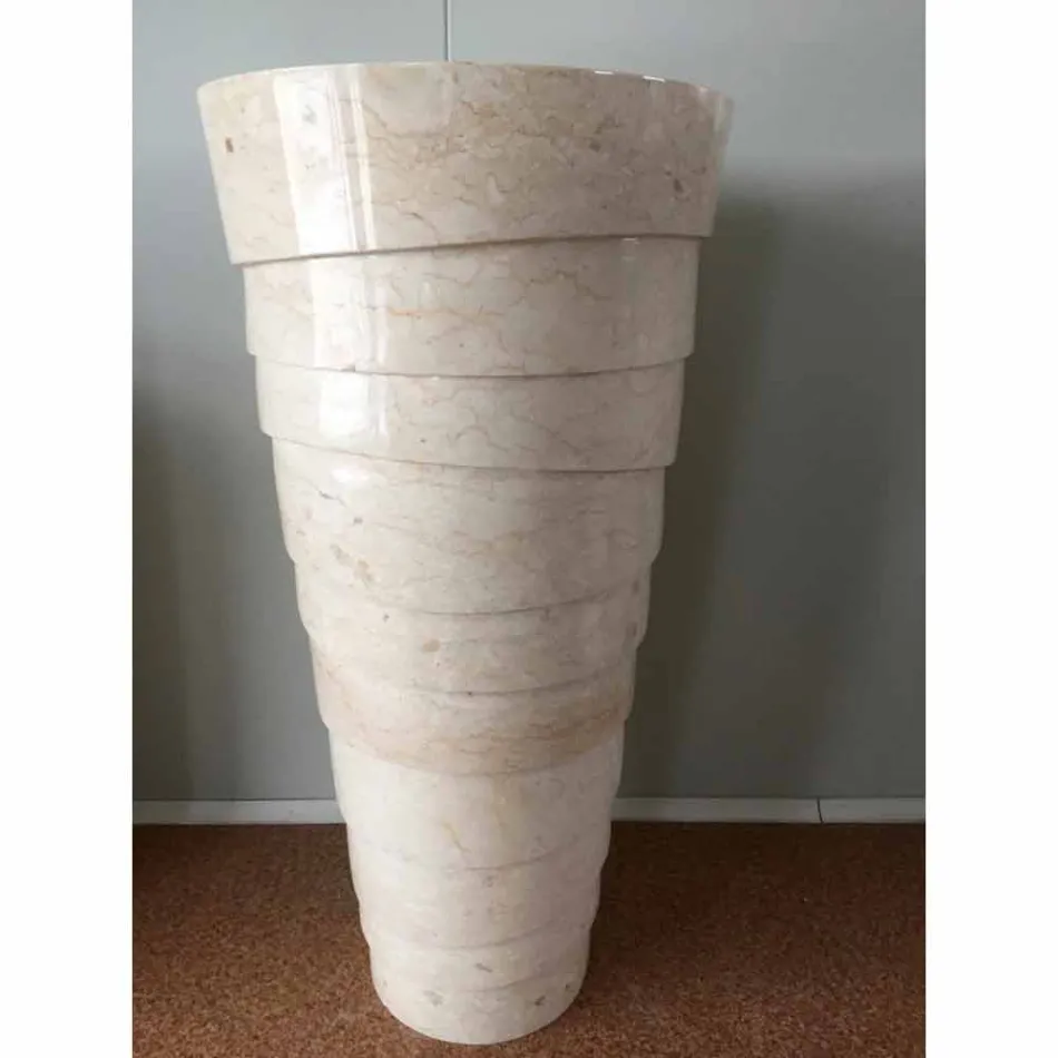 Fregadero de baño de diseño en piedra Brent blanca, pieza única. viadurini