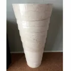 Fregadero de baño de diseño en piedra Brent blanca, pieza única. viadurini