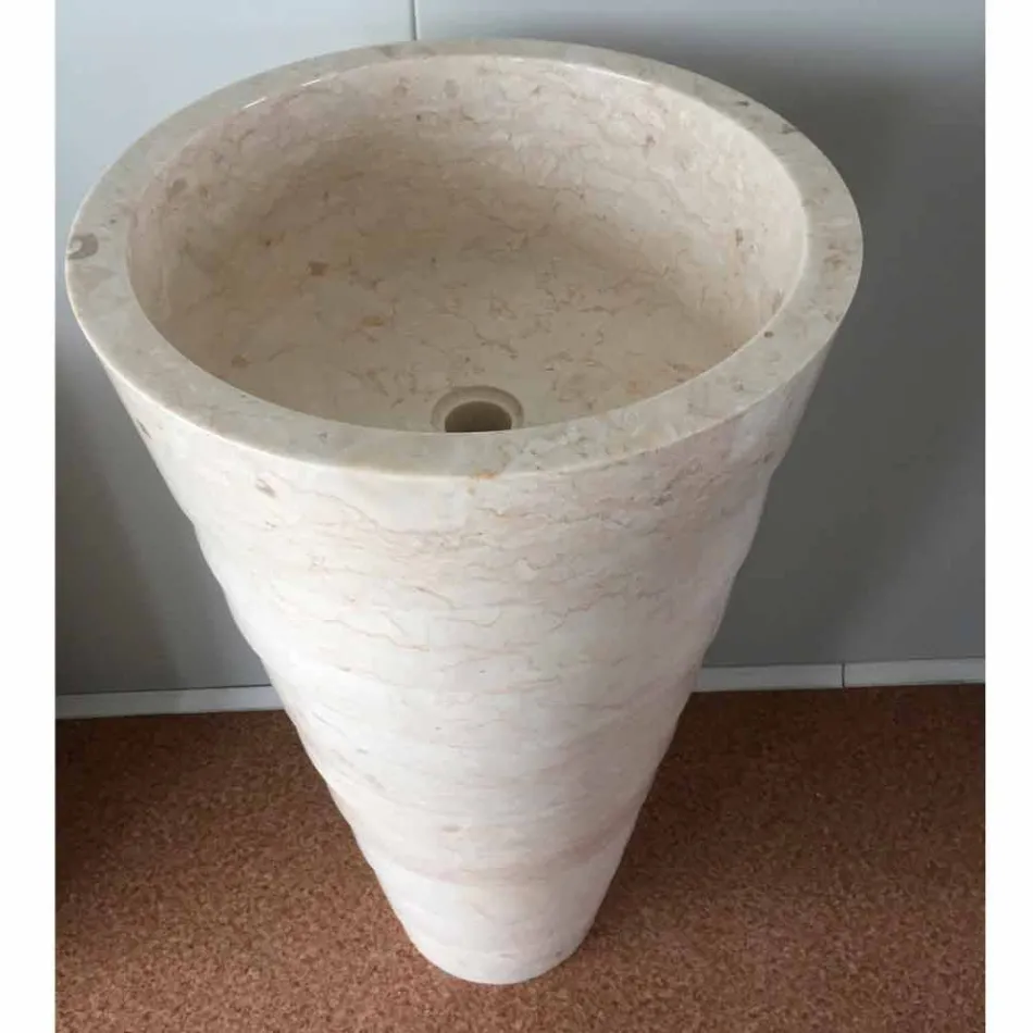 Fregadero de baño de diseño en piedra Brent blanca, pieza única. viadurini