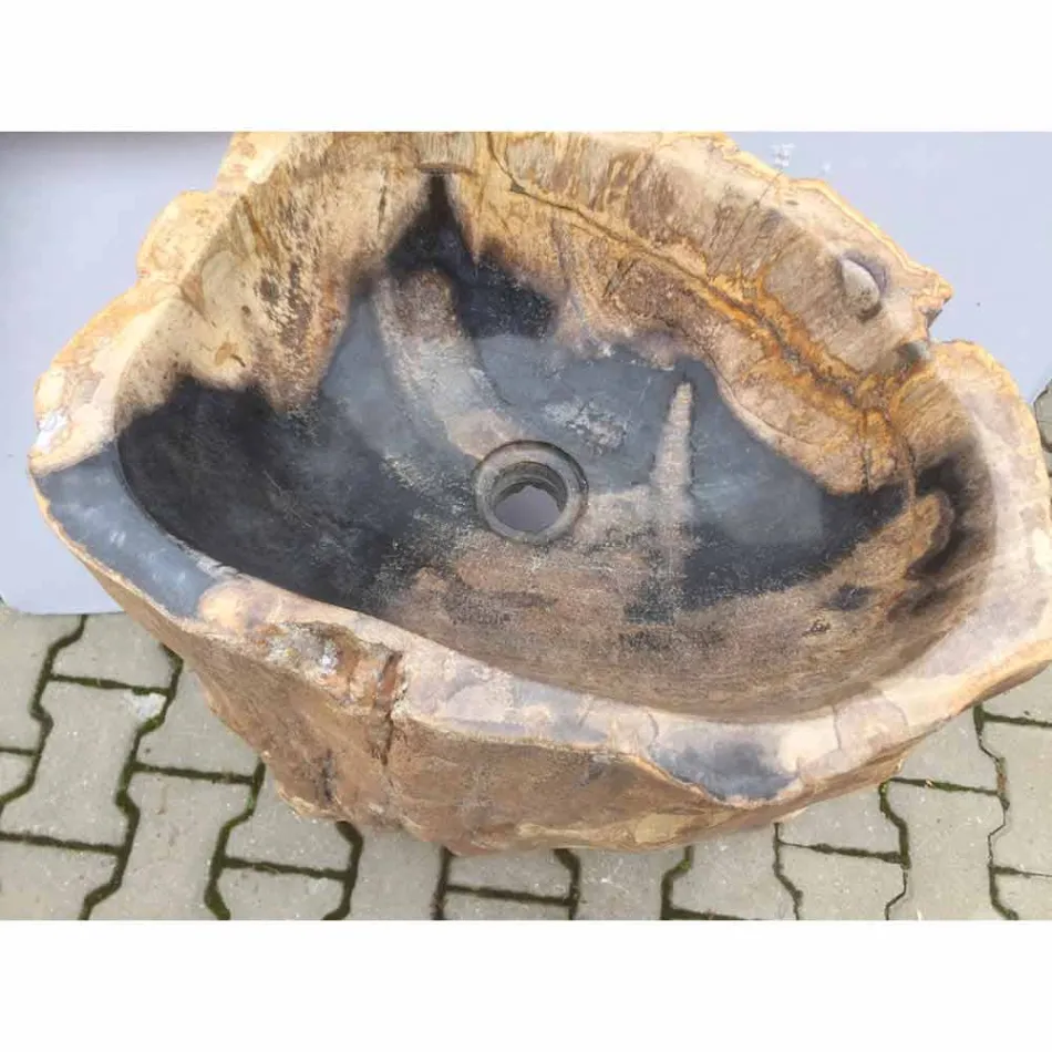 Lavabo de pedestal de diseño en piedra natural Ley, hecho a mano viadurini