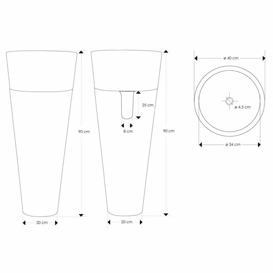 Lavabo Columna de Diseño Moderno en Mármol Negro Brillo - Merlo viadurini