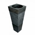 Lavabo de columna piramidal de piedra natural negra, Nias
