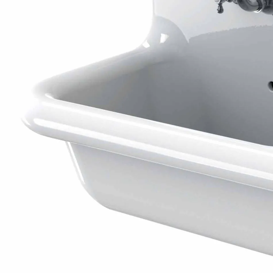 Lavabo de pared doble cuenca en la moderna cerámica Andy blanco viadurini