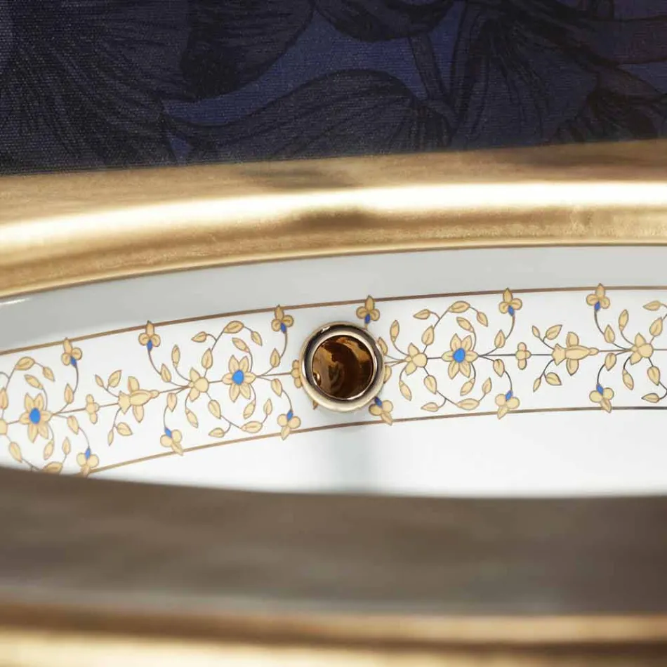 Fregadero empotrado de diseño barroco en arcilla fuego hecho en Italia, Egeo viadurini