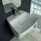Lavabo suspendido de cerámica de diseño moderno hecho en Italia, Goran viadurini