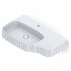 Moderno lavabo suspendido de cerámica hecho en Italia, Hamlet viadurini