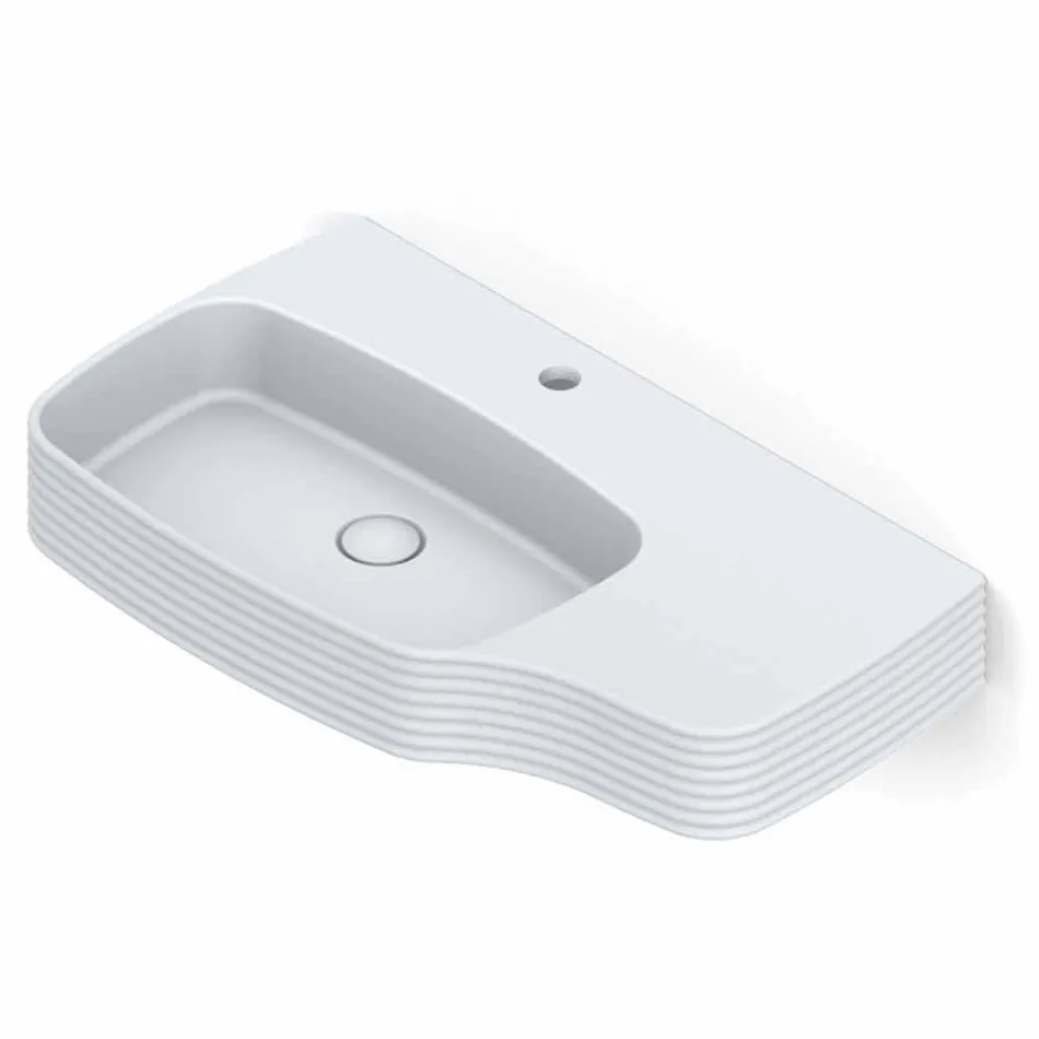 Moderno lavabo suspendido de cerámica hecho en Italia, Hamlet viadurini