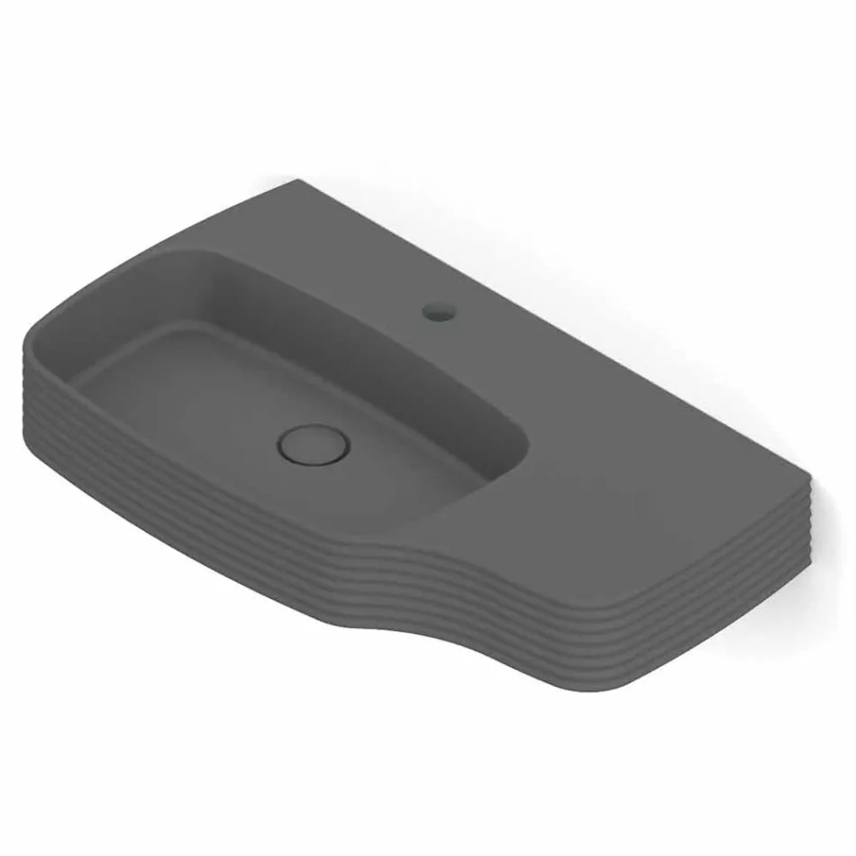 Moderno lavabo suspendido de cerámica hecho en Italia, Hamlet viadurini