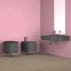 Moderno lavabo suspendido de cerámica hecho en Italia, Hamlet viadurini