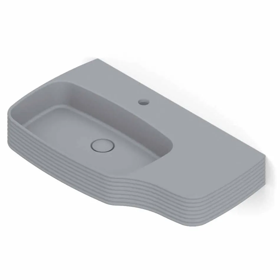 Moderno lavabo suspendido de cerámica hecho en Italia, Hamlet viadurini