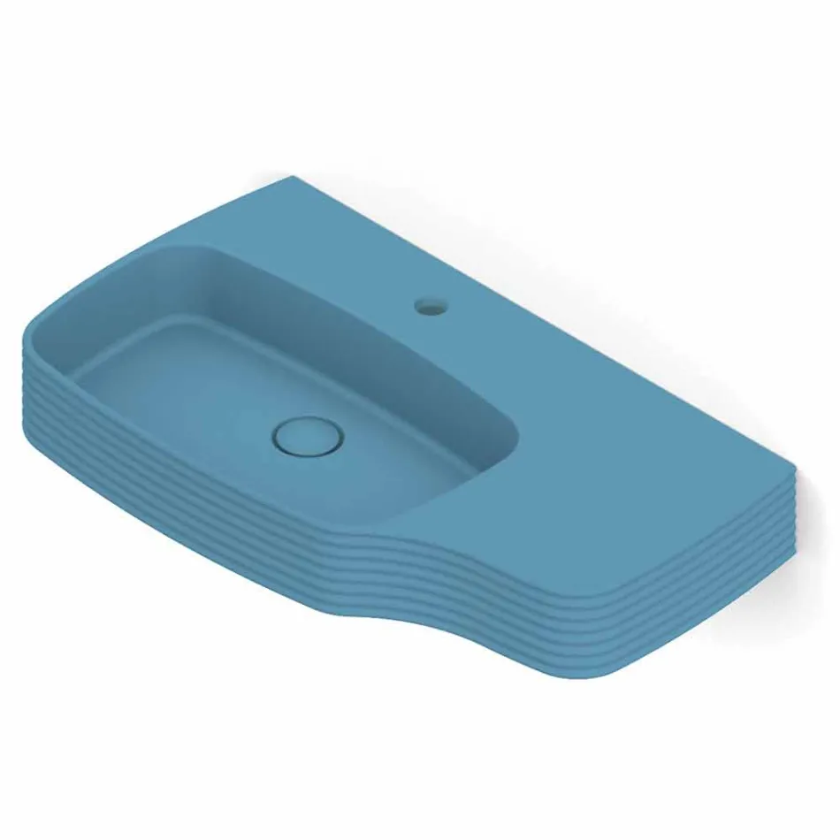 Moderno lavabo suspendido de cerámica hecho en Italia, Hamlet viadurini