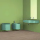 Moderno lavabo suspendido de cerámica hecho en Italia, Hamlet viadurini