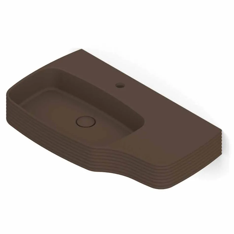 Moderno lavabo suspendido de cerámica hecho en Italia, Hamlet viadurini