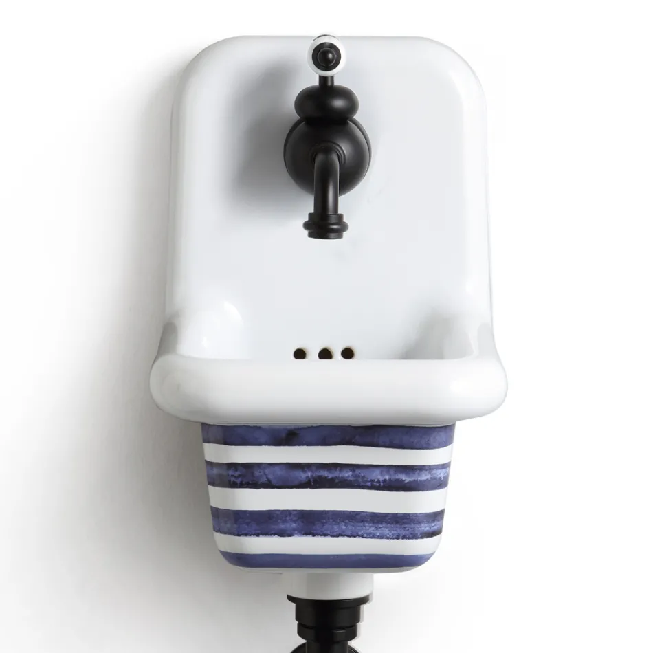 Lavabo de pared de cerámica con motivos de diseño moderno 26 cm - Jordan viadurini