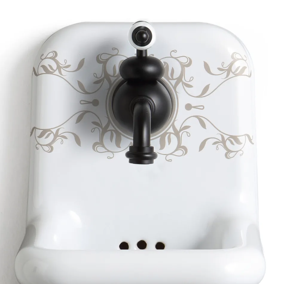 Lavabo de pared de cerámica con motivos de diseño moderno 26 cm - Jordan viadurini