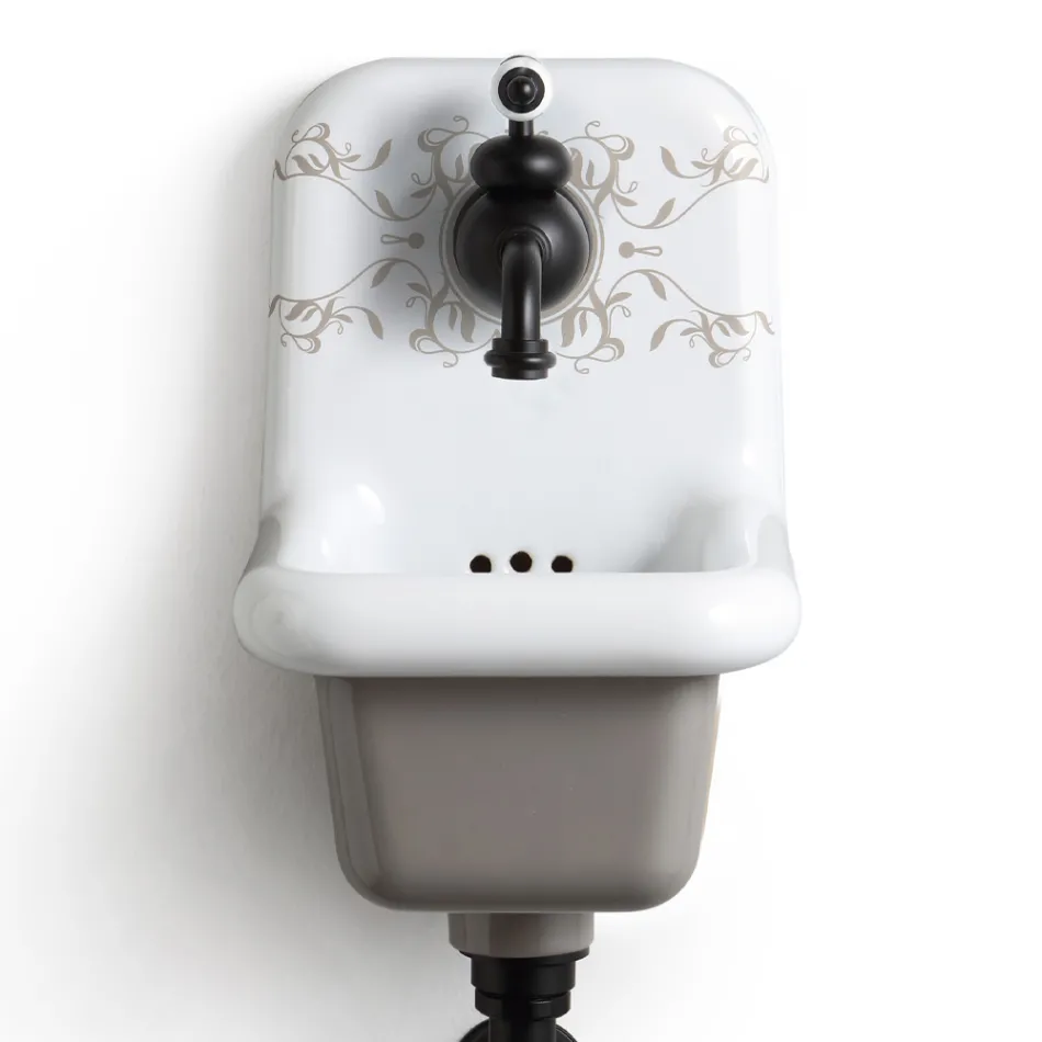 Lavabo de pared de cerámica con motivos de diseño moderno 26 cm - Jordan viadurini