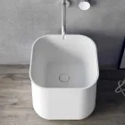 Lavabo sobre encimera cuadrado de diseño moderno en resina blanca - Tulyp viadurini