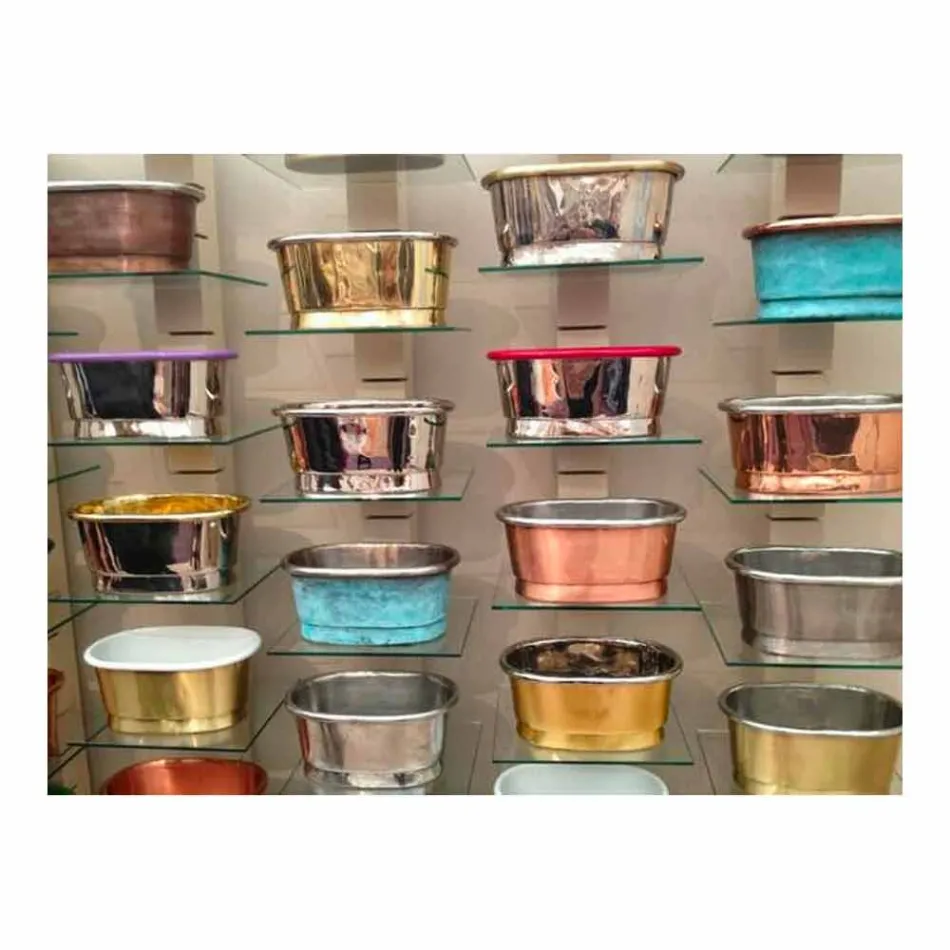 cobre soporte de diseño lavabo con acabado de níquel satinado Pura viadurini