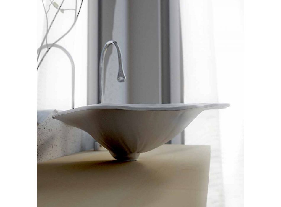 Lavabo de diseño moderno en forma de hoja de faruglio. viadurini