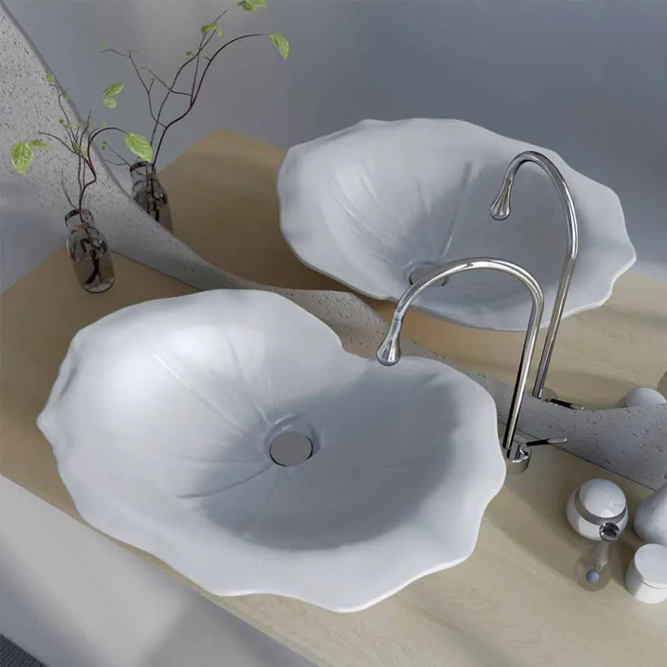 Lavabo de diseño moderno en forma de hoja de faruglio. viadurini