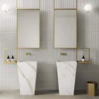 Lavabo de baño de columna en gres porcelánico Made in Italy - Baia viadurini
