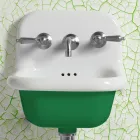 Lavabo suspendido para baño en cerámica blanca y coloreada 42 cm - Meridiano viadurini
