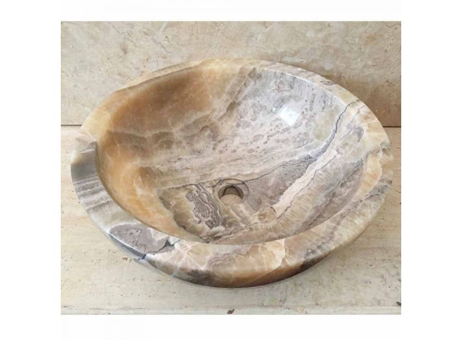 Lavabo sobre encimera de piedra natural de ónix Ana, hecho a mano viadurini