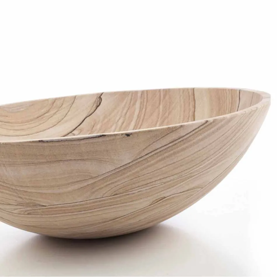 Lavabo sobre encimera para baño en piedra arena forma redonda - Cerasolo viadurini