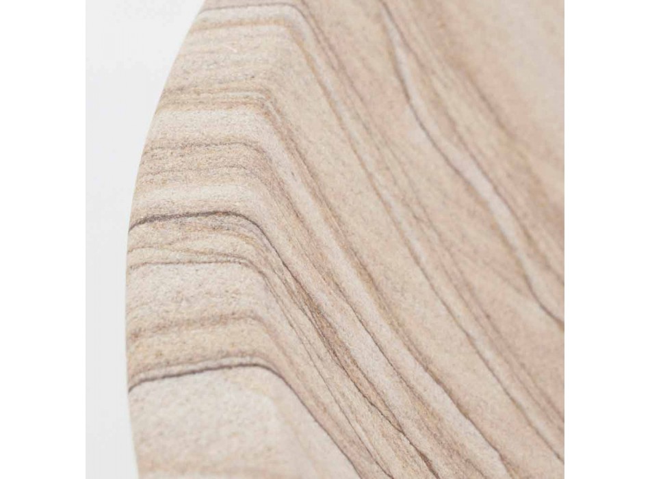 Lavabo sobre encimera para baño en piedra arena forma redonda - Cerasolo viadurini