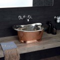 Lavabo sobre encimera de cobre y hierro blanco modelo Cala